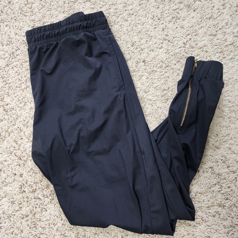 ZYIA Black Joggers with Gold Zipper